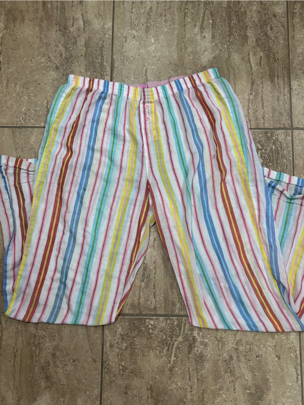 Vintage PINK Victoria’s Secret rainbow striped pajama pants